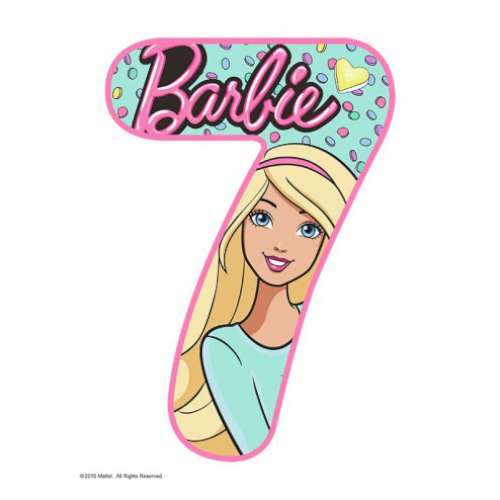 Barbie Number 7 Edible Icing Image - Click Image to Close